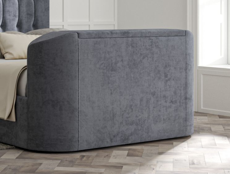 Dorchester Upholstered Hugo Platinum Ottoman TV Bed - Double Bed Frame Only