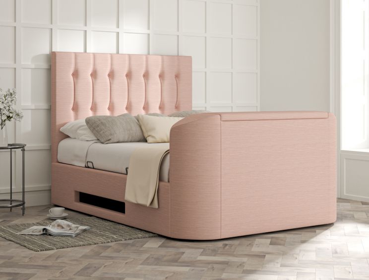 Dorchester Upholstered Linea Powder Ottoman TV Bed - Bed Frame Only