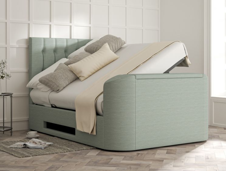 Dorchester Upholstered Linea Seablue Ottoman TV Bed - Bed Frame Only