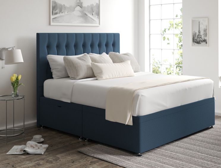 Rylee Ottoman Single Arran Cyan Headboard & Base