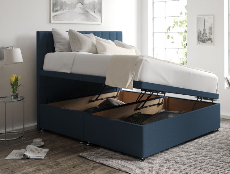 Rylee Ottoman Single Arran Cyan Headboard & Base