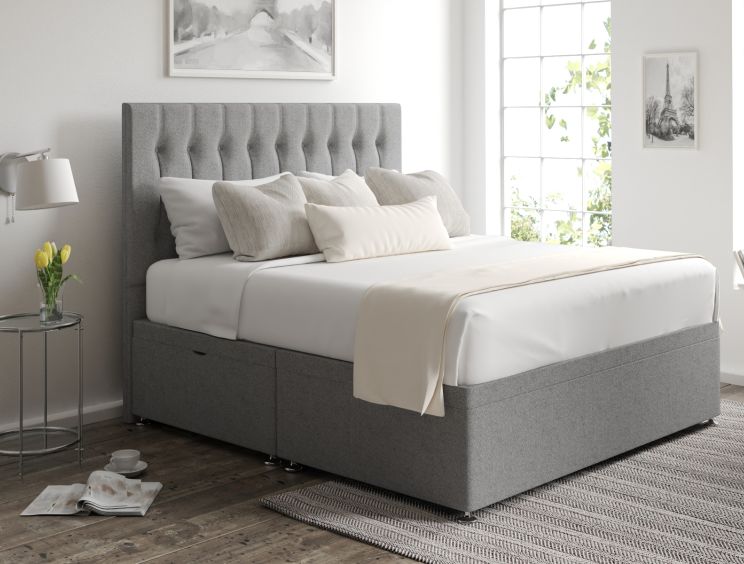 Rylee Ottoman King Size Arran Pebble Headboard & Base