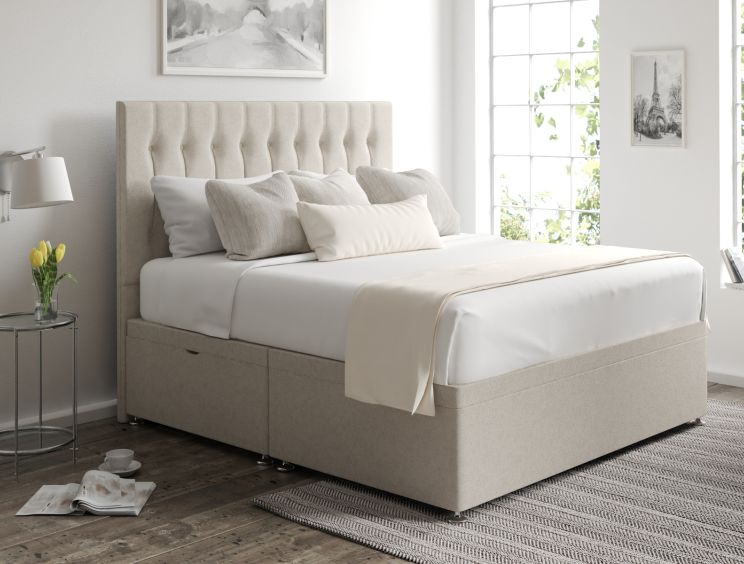 Rylee Ottoman Single Trebla Flax Headboard & Base