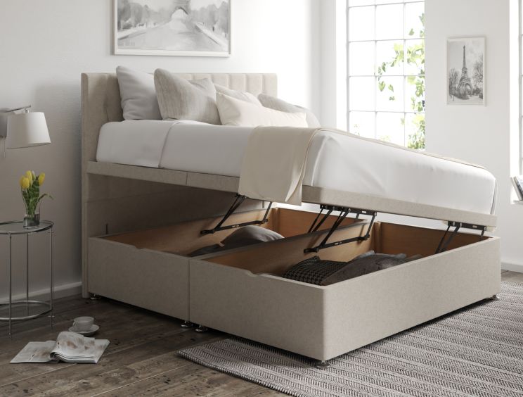 Rylee Ottoman Single Trebla Flax Headboard & Base