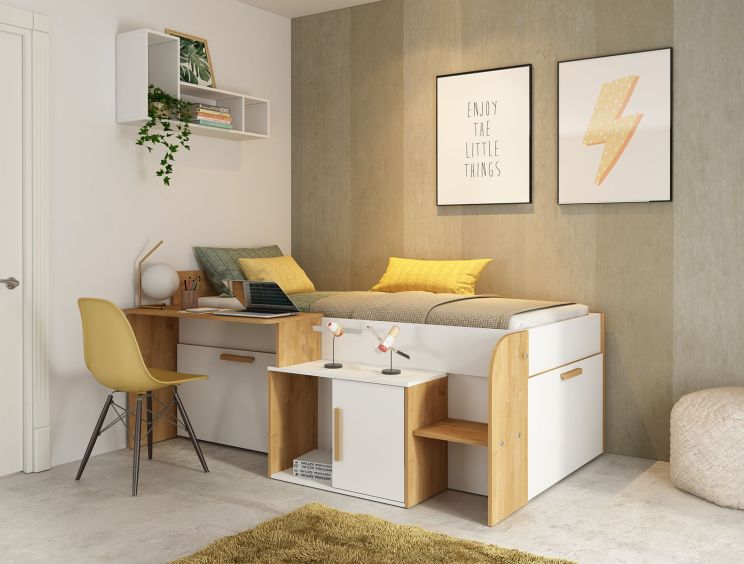 Sacha White Mid Sleeper Bed Frame