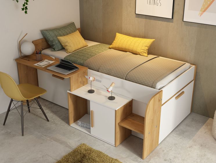Sacha White Mid Sleeper Bed Frame