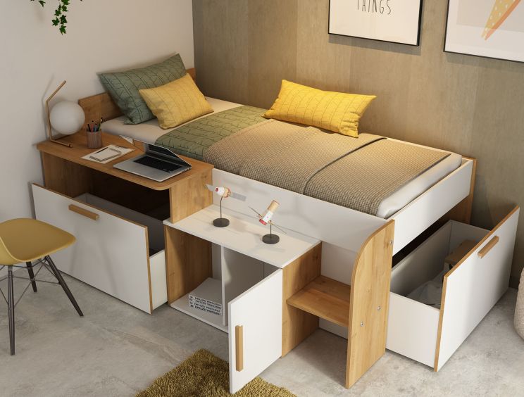 Sacha White Mid Sleeper Bed Frame
