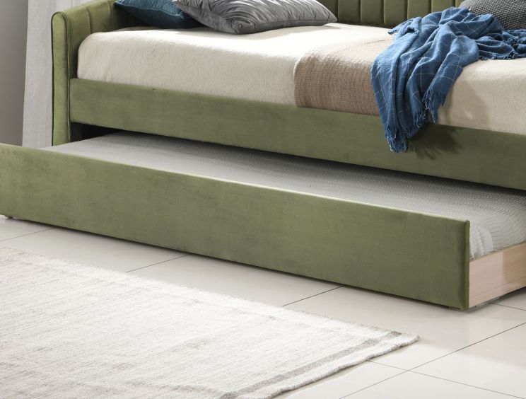 Sanderson Olive Green Upholstered Day Bed Including Underbed