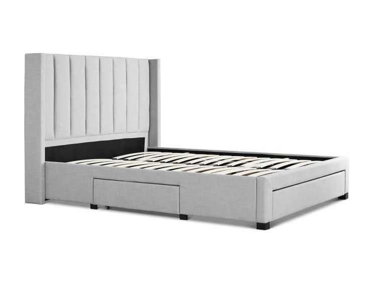 Savannah Grey Mist Upholstered King Size Drawer Bed Frame Only