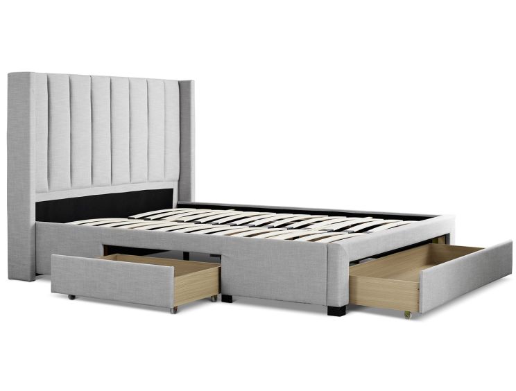 Savannah Grey Mist Upholstered King Size Drawer Bed Frame Only