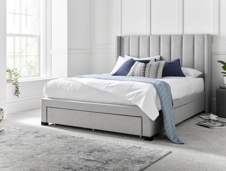 Gray bed frame with drawers hotsell