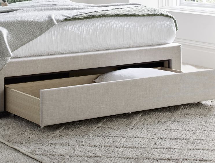 Savannah Natural Oat Upholstered King Size Drawer Bed Frame Only