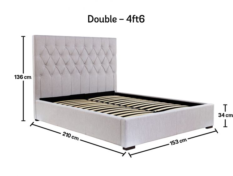 Savoy Stone Upholstered Ottoman Storage Double Bed Frame Only