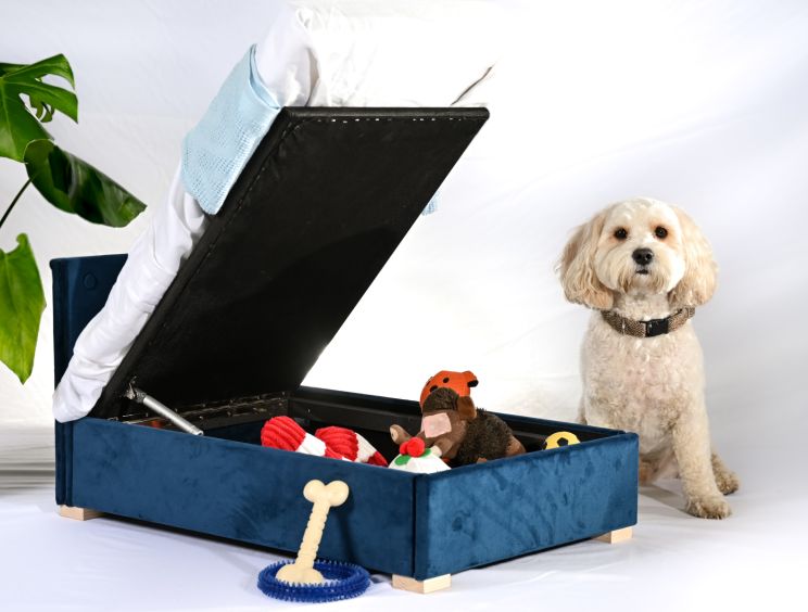 Store & Snore Plush Velvet Navy Doggy Ottoman