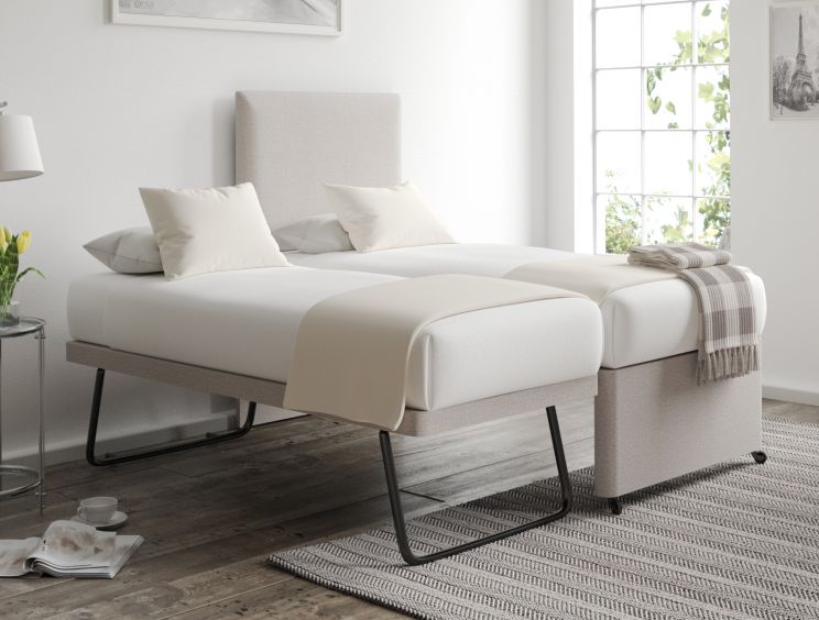 Cheltenham Shetland Pebble Upholstered Guest Bed With Mattresses