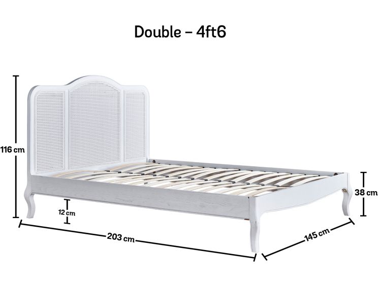 Sienna White Rattan Bed Frame  - Double Bed Frame Only