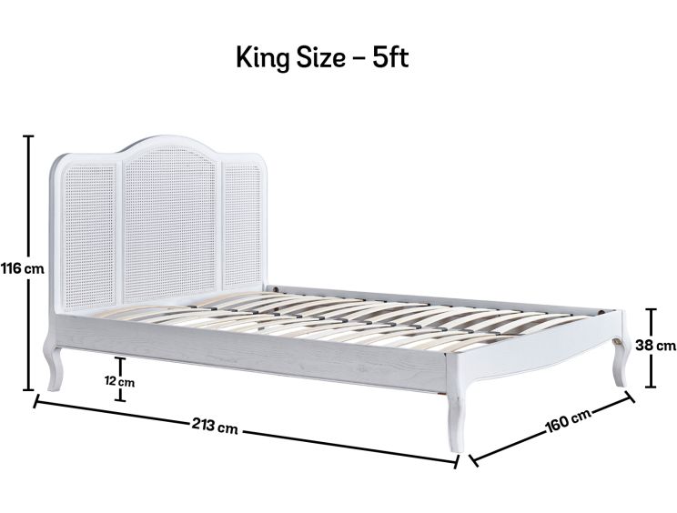 Sienna White Rattan Bed Frame - King Bed Frame Only