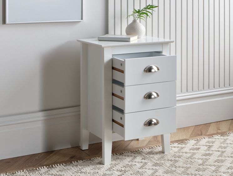 Classic White 3 Drawer Bedside