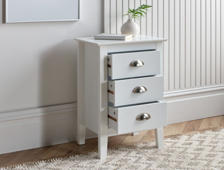Classic White 3 Drawer Bedside