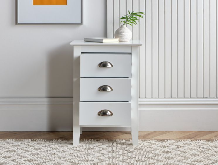 Classic White 3 Drawer Bedside