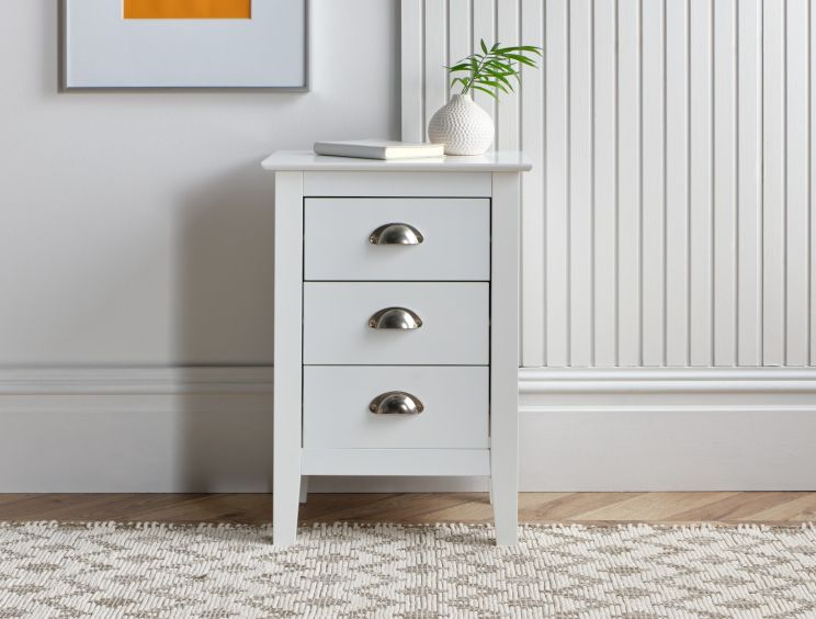 Classic White 3 Drawer Bedside