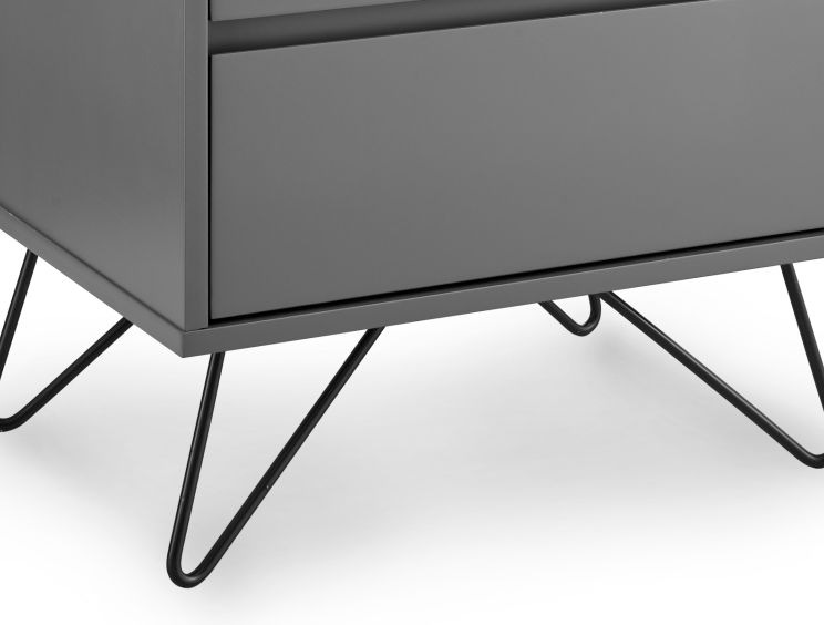 Sofia 2 Drawer Bedside Steel Grey With Black Feet