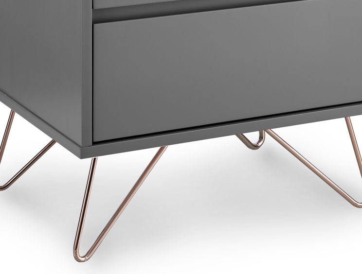 Grey and store copper bedside table