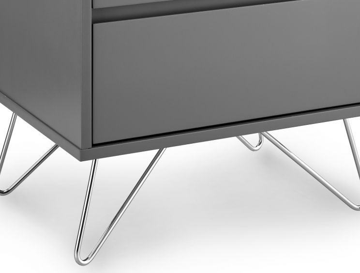 Sofia 2 Drawer Bedside Steel Grey With Stainless Steel Feet
