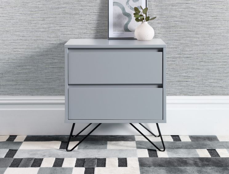 Sofia 2 Drawer Bedside Harbour Mist With Black Feet