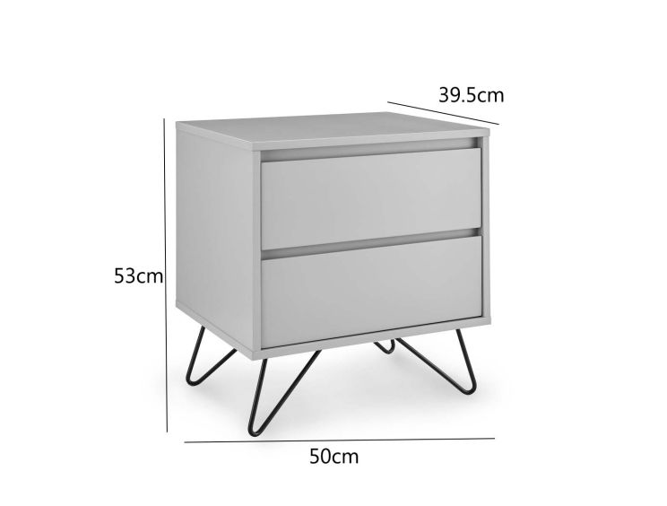 Sofia 2 Drawer Bedside Harbour Mist With Black Feet