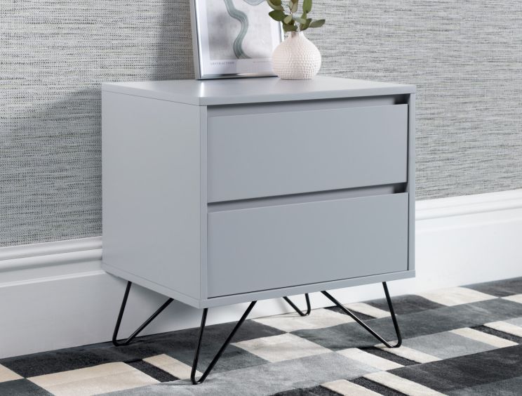 Sofia 2 Drawer Bedside Harbour Mist With Black Feet