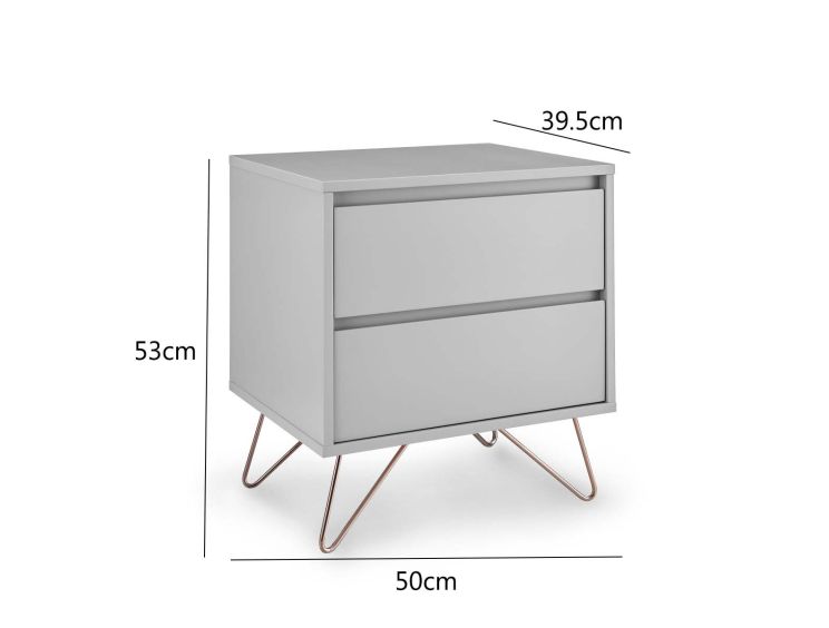 Sofia 2 Drawer Bedside Harbour Mist With Pink Copper Feet