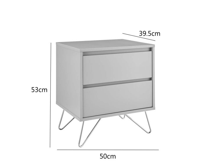 Sofia 2 Drawer Bedside Harbour Mist With Stainless Steel Feet