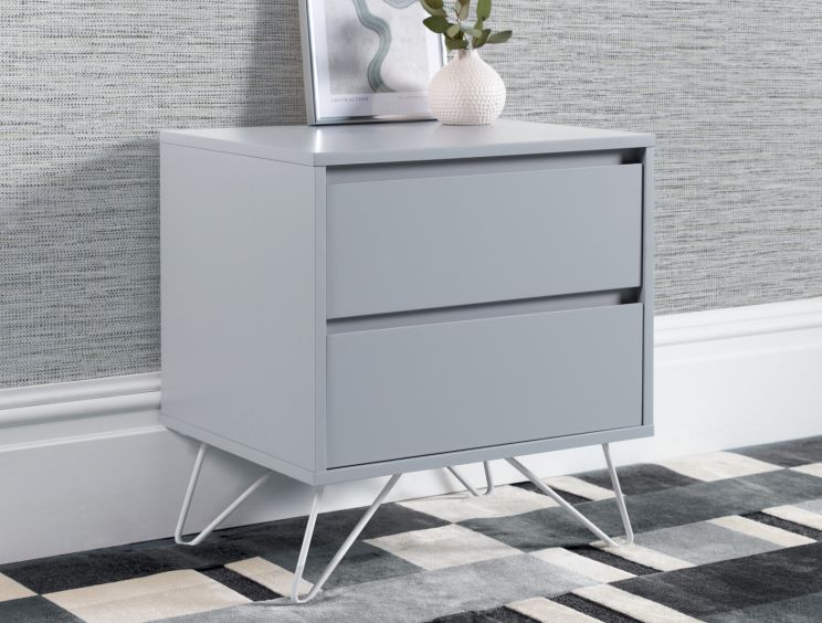 Sofia 2 Drawer Bedside Harbour Mist With White Feet