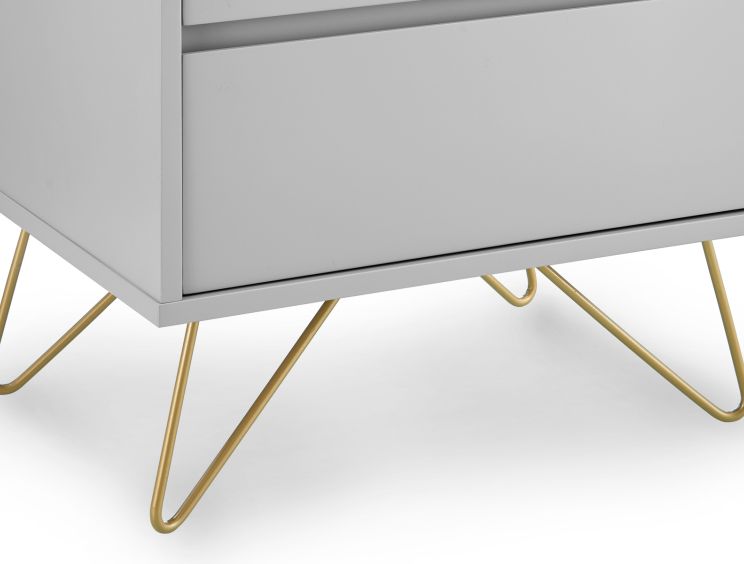 Sofia 2 Drawer Bedside Harbour Mist With Brass Steel Feet