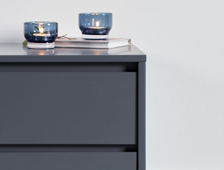Sofia 2 Drawer Bedside Steel Grey With Pink Copper Feet