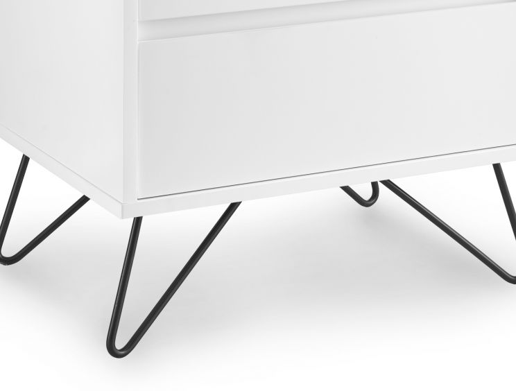 Sofia 2 Drawer Bedside White With Black Feet