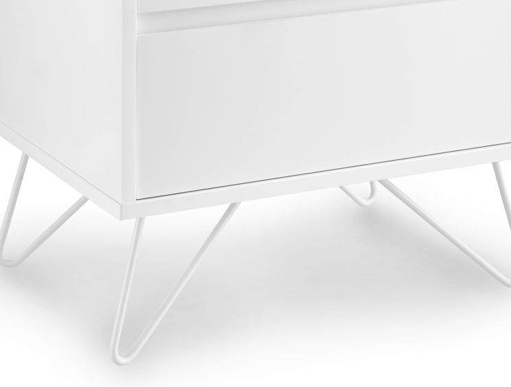 Sofia 2 Drawer Bedside White With White Feet