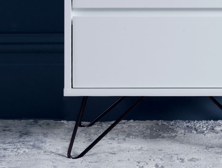 Sofia 2 Drawer Bedside White With Black Feet