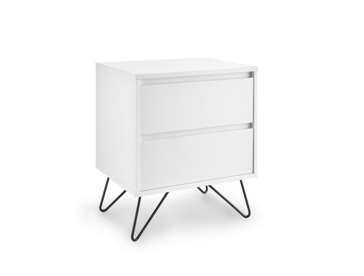 Sofia 2 Drawer Bedside White With Black Feet