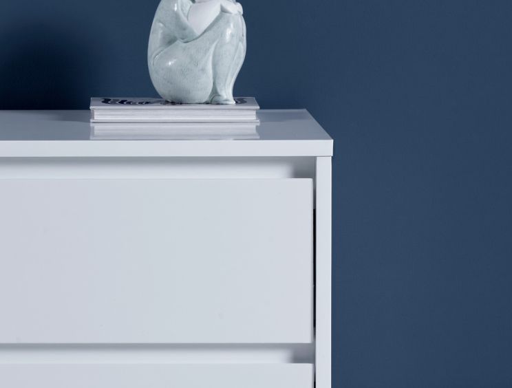 Sofia 2 Drawer Bedside White With Black Feet