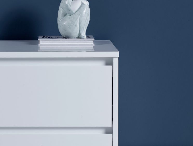 Sofia 2 Drawer Bedside White With White Feet