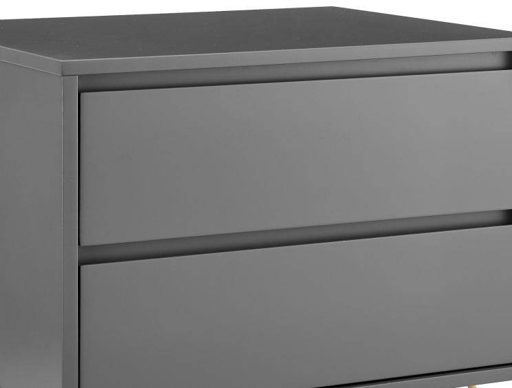 Sofia 2 Drawer Bedside Steel Grey With Stainless Steel Feet