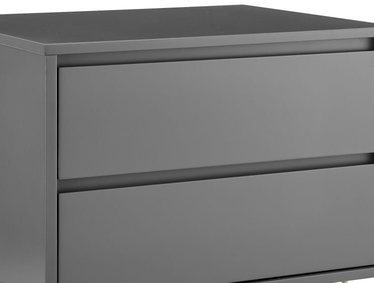 Sofia 2 Drawer Bedside Steel Grey With White Feet