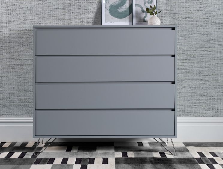 Sofia 4 Drawer Chest Harbour Mist With Stainless Steel Feet
