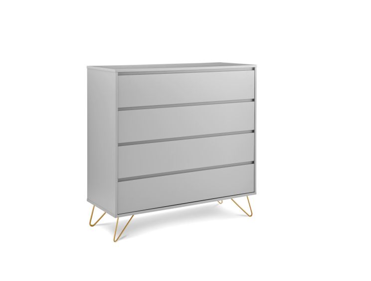 Sofia 4 Drawer Chest Harbour Mist With Brass Steel Feet