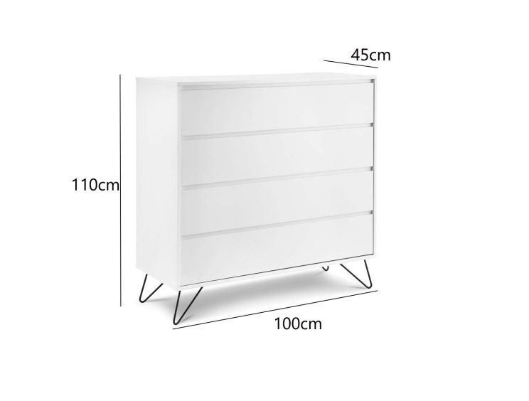 Sofia 4 Drawer Chest White With Black Feet