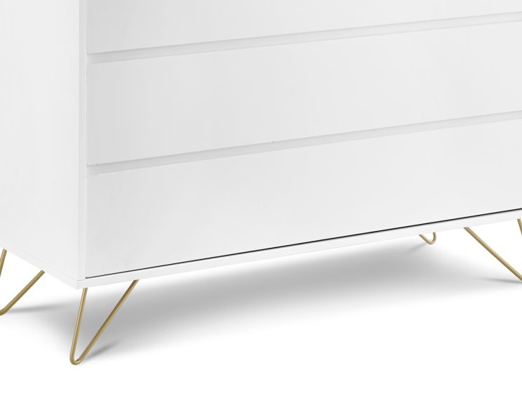 Sofia 4 Drawer Chest White With Brass Steel Feet