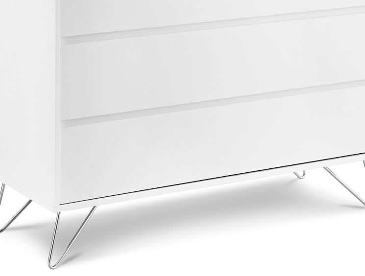 Sofia 4 Drawer Chest White With Stainless Steel Feet