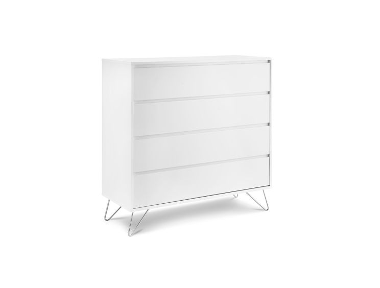 Sofia 4 Drawer Chest White With Stainless Steel Feet